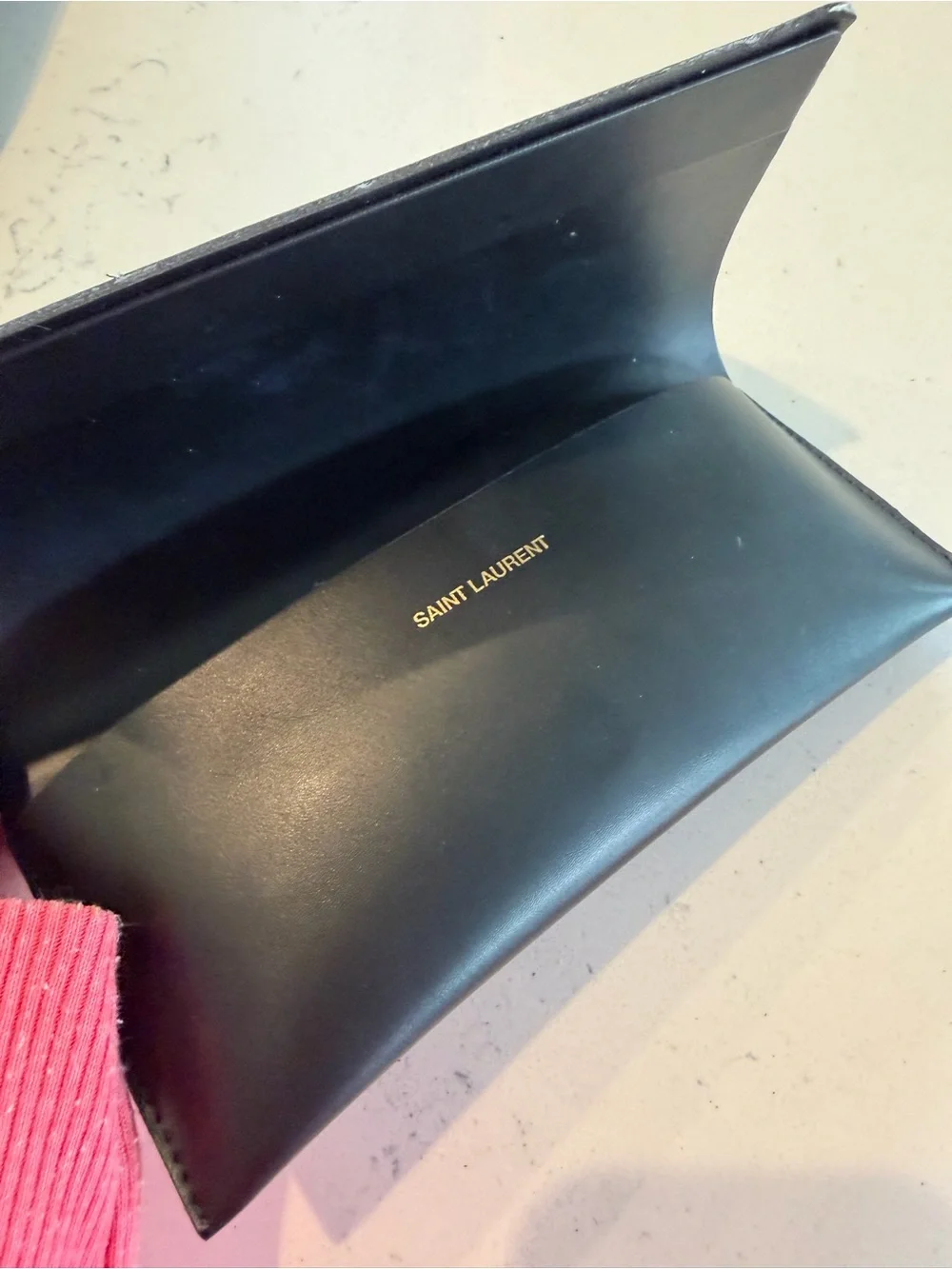 Saint Laurent Black Leather Eyewear Case with Gold Logo